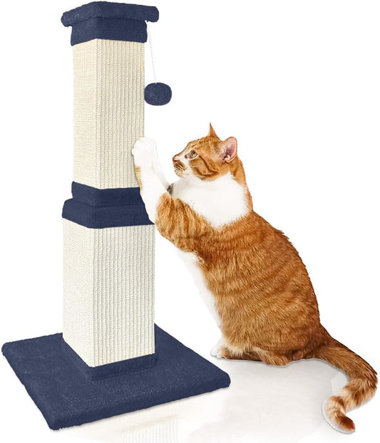 AGYM Cat Scratching Post, 32 Inch Cat Scratch Post for Cats and Kittens, Protect Your Furniture and Exercise Cats, Nature Sisal Modern Cat Scratcher for Indoor Cats, Blue