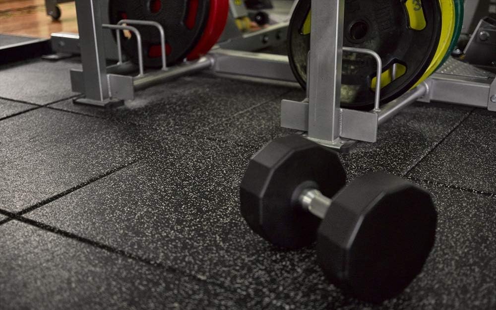 American Floor Mats - Extreme Rubber Gym Tiles - 1 Inch Thick Colorful Rubber Gym Tiles - Superior Shock and Sound Absorbing Tiles - 35% Red/Grey/White 10 Tile Pack (Covers 40 Sq Ft)