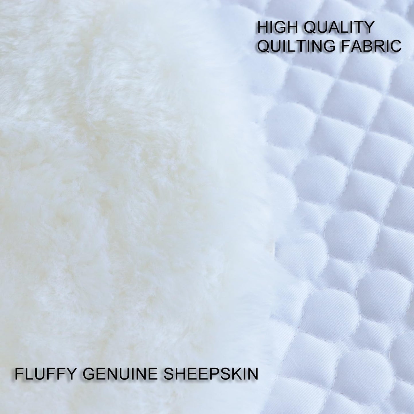 Woolous Dressage Saddle Pad, English Saddle Pad with Sheepskin Trim, Lambskin Wool Fleece Lining, Square Saddle Pad for Equestrian Riding, Comfortable & Shock Absorbing