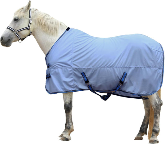 Horse Fly Sheet, Standard Neck Comfy Mesh Fly Sheet for Horses, Equine Summer Sheets UV-Protective Lightblue 81