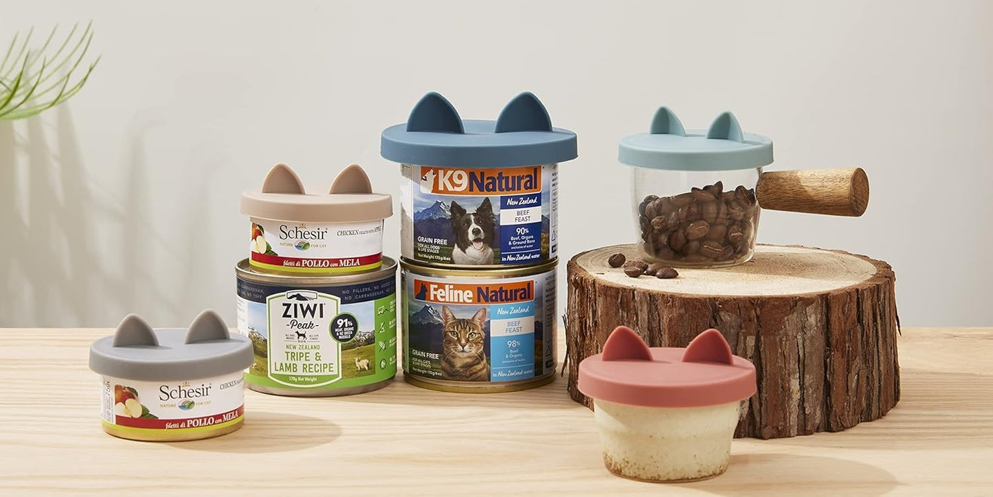 OHMO 2 Pack Cat Food Can Lids, Small Size (3 oz) Silicone Pet Food Can Lids Covers for 3 oz Cat Food Cans, Camo Green