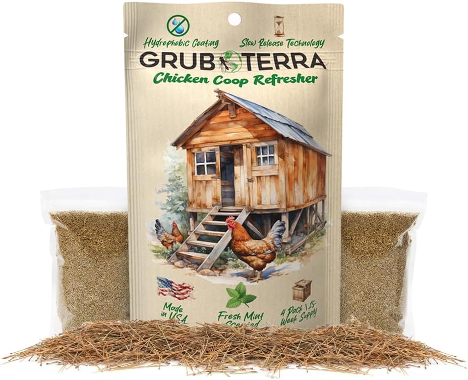 GrubTerra Coop Refresher Odor Freshener for Chicken Pen, Suitable for Chicken Waterer and Chicken Feeder, Smell Control Solution for Clean and Fresh Chicken Living Environment