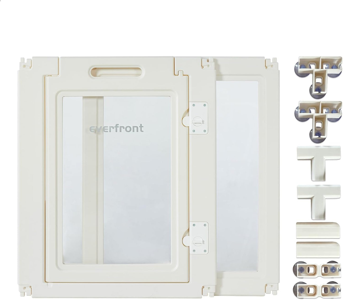 30.3“H 2PCS Extension Kit - Door+Panel, T-Buckles for Compartment, Expandable Clear Dog Play Pen Acrylic Dog Playpen Indoor,for Puppy Cat Bunny Small & Medium Dogs (White, 30.3" H, 2PCS)