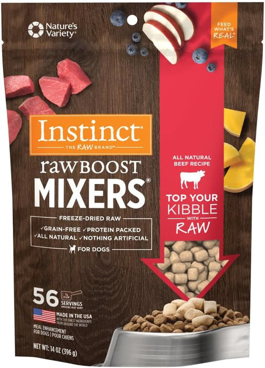 Instinct Raw Boost Mixers, Freeze Dried Dog Food Topper, Grain Free Recipe - All Natural Beef, 14 oz. Bag