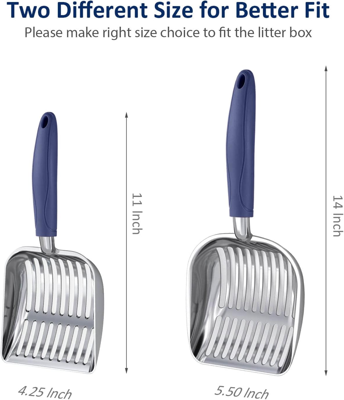 WePet Cat Litter Scoop, Aluminum Alloy Sifter, Kitty Metal Scooper, Deep Shovel, Long Handle, Poop Sifting, Kitten Pooper Lifter, Durable, Heavy Duty, for Litter Box