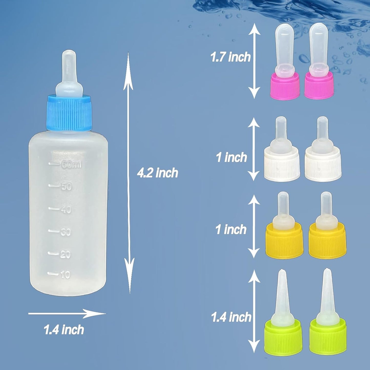 60ml Pet Feeding Bottle kit, pet Feeding Tool, Newborn Animal Feeder Practical, Replacement Pet Bottle with 10pcs Nipples