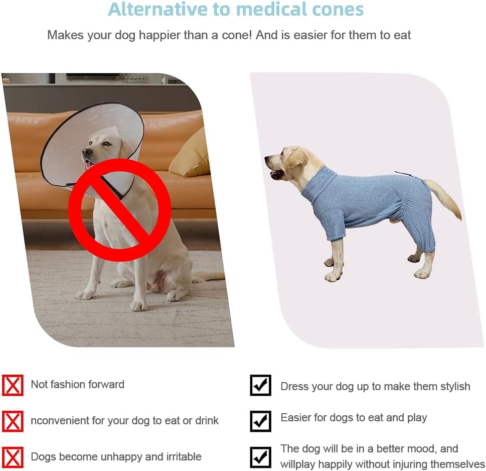 Dog Pyjamas PJS Sweater Clothes and Home Clothing Suitable for Medium to Large Breeds of Dogs, Dog Neutering Suits, Extra-Large Stretch Fabric, Four-Legged Clothes(Sweater Blue, XL)