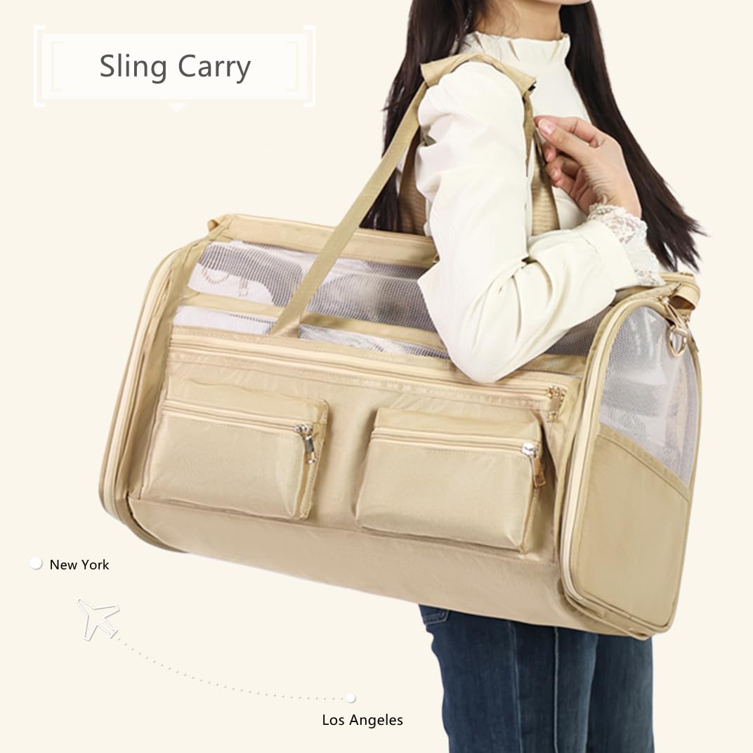 Cat Carrier Bag,Soft Sided Ventilated Pet Carrier for Small Dog Airline Approved Travel Puppy Carrier with Breathable Mesh, Foldable Portable for Outdoor Car