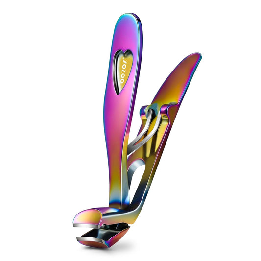 BEZOX Angled Head Toe Nail Clippers for Seniors - Ergonomic Toenail Clipper for Thick Nails for Elderly, Finger Nail Clippers with Catcher for Men and Women - Rainbow