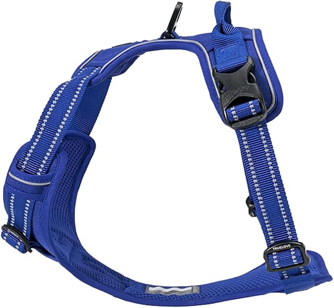 TRUE LOVE Adjustable No-Pull Dog Harness Reflective Pup Vest Harnesses Comfortable Control Brilliant Colors Truelove TLH5651(Royal Blue,L)
