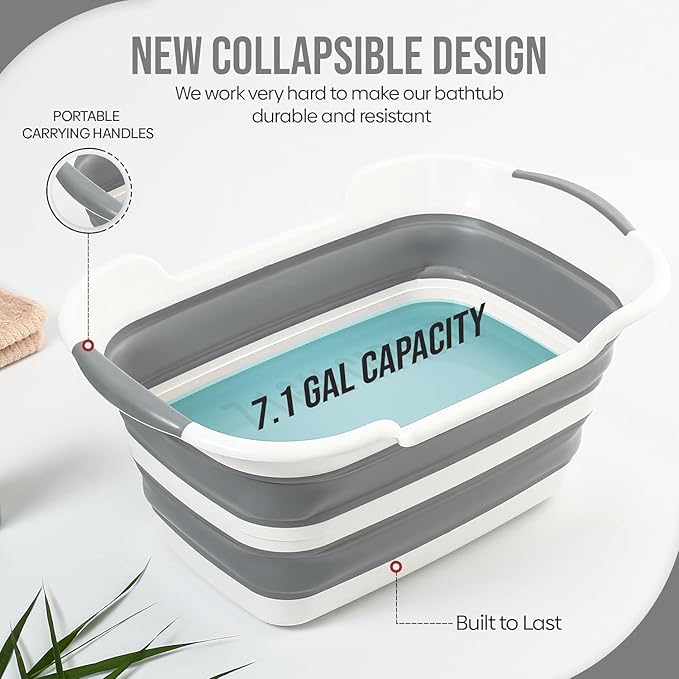 Smoochie Collapsible Dog Bathtub, Dog Tubs for Bathing, Portable Tub, Dog Wash Tub, Pet Tub and Dog Bath Tub for Dog/Cat/Pet and Puppy Bath Tub, Dog Tub for Pets and Cats (Gray)