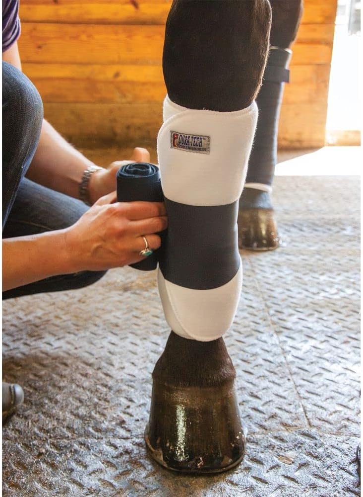 Dura-Tech Tekno-Dri No Bow Leg Wraps for Horses | Size 14" | Enhanced with Tekno-Dri | Sweat-Absorbing | Ideal for Stall Wrapping & Trailering | 30" Long | Sold in Pairs