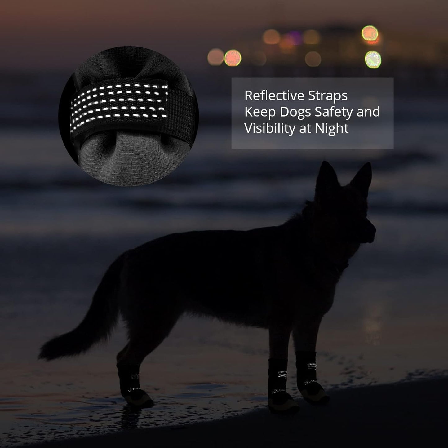 Dog Shoes for Hot Pavement Anti-Slip Dog Boots & Paw Protectors for Summer Rainy Day Dog Snow Boots Waterproof Dog Shoes for Small Medium Large Dogs with Reflective Straps for Hiking 4Pcs