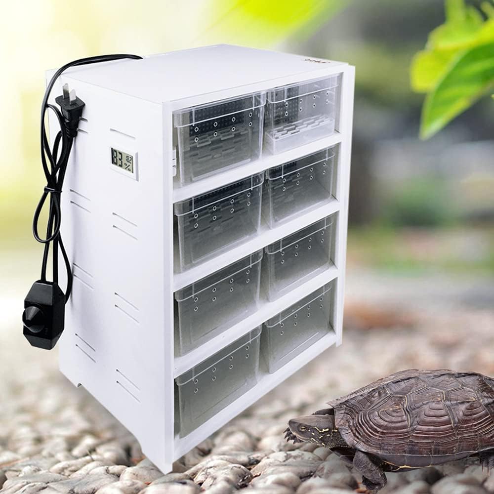 8-Grid Acrylic Pet Breeding Box,Large Reptile Enclosure with Hygrometer&Heating Pad,Lizard Spider Snake Tortoise Cage Pet Snake Terrarium Tank Multipurpose Multipurpose Feeding Box,White.