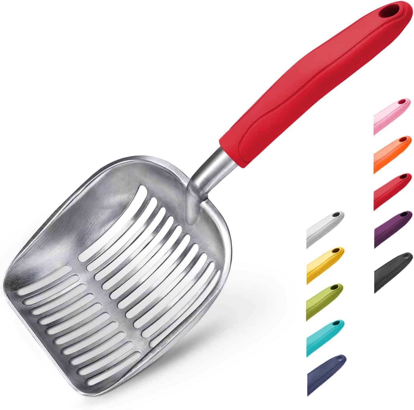 WePet Cat Litter Scoop, Aluminum Alloy Sifter, Kitty Metal Scooper, Deep Shovel, Long Handle, Poop Sifting, Kitten Pooper Lifter, Durable, Heavy Duty, for Litter Box
