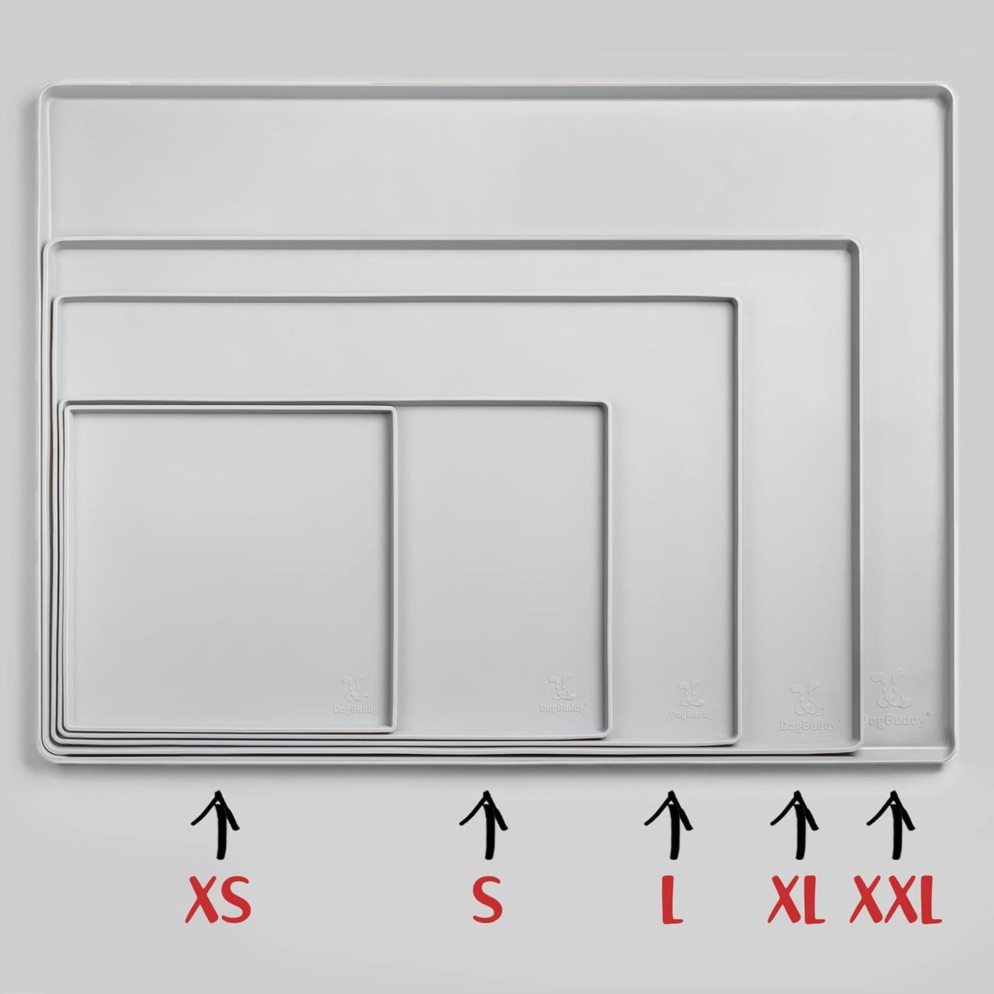 DogBuddy Dog Food Mat – Waterproof Dog Bowl Mat for Food and Water, Silicone Pet Feeding Mats for Floors, Non-Slip Placemat with High Edges for Dogs Bowls, Puppy Essentials (XL: 28" x 18", Mist)