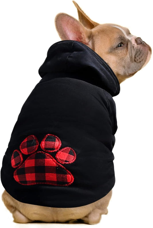 SAWMONG Dog Hoodie,Flannel Pet Hooded Sweater with Hat Puppy Pullover Sweater Shirt,Dog (Black,XL)