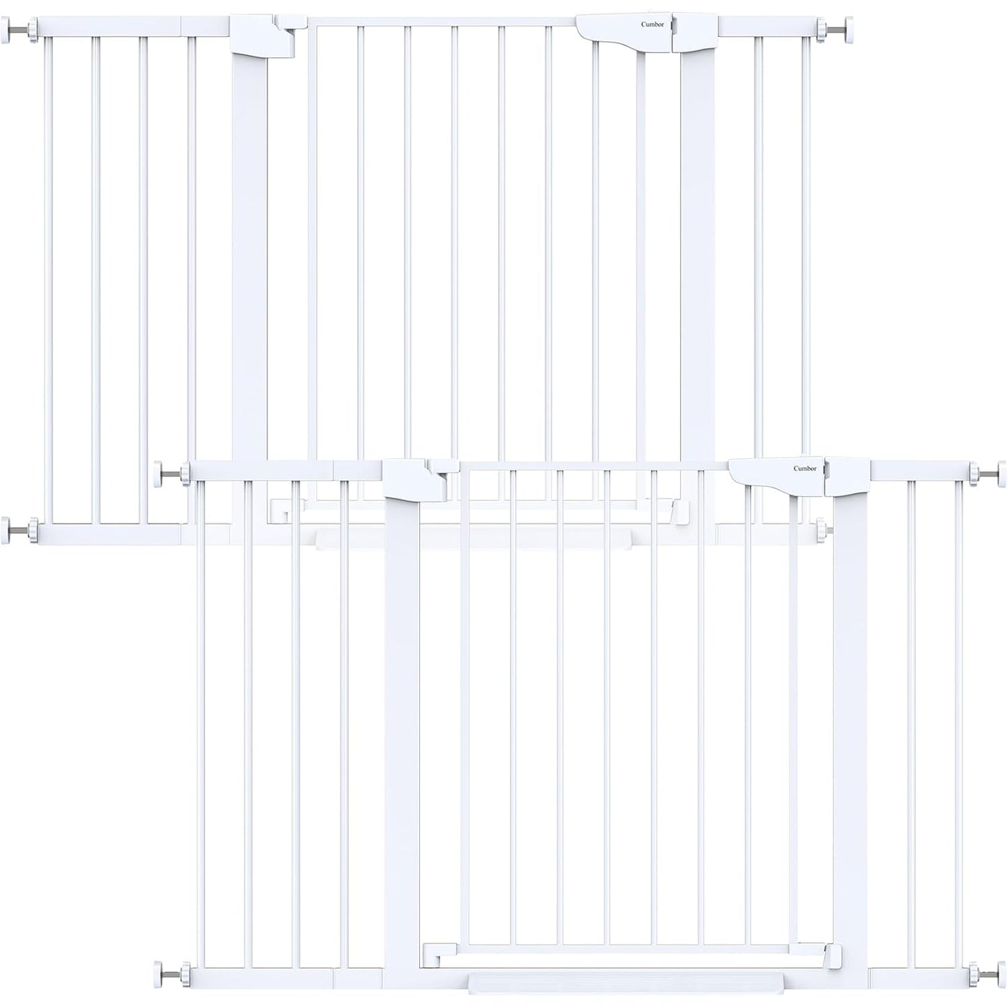 Cumbor 2 Pack 29.7"-48" Baby Gate for Stairs, Mom's Choice Awards Winner-Dog Gate for Doorways, Pressure Mounted Auto-Close Pet Gates for Dogs Indoor, Safety Child Gate with Easy Walk Thru Door,White