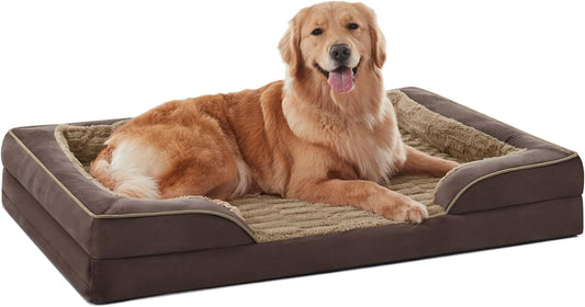 FURTIME Orthopedic Dog Bed for Extra Large Dogs - XL Washable Dog Sofa Beds Large, Supportive Foam Pet Couch Bed with Removable Washable Cover, Waterproof Lining and Nonskid Bottom, Khaki