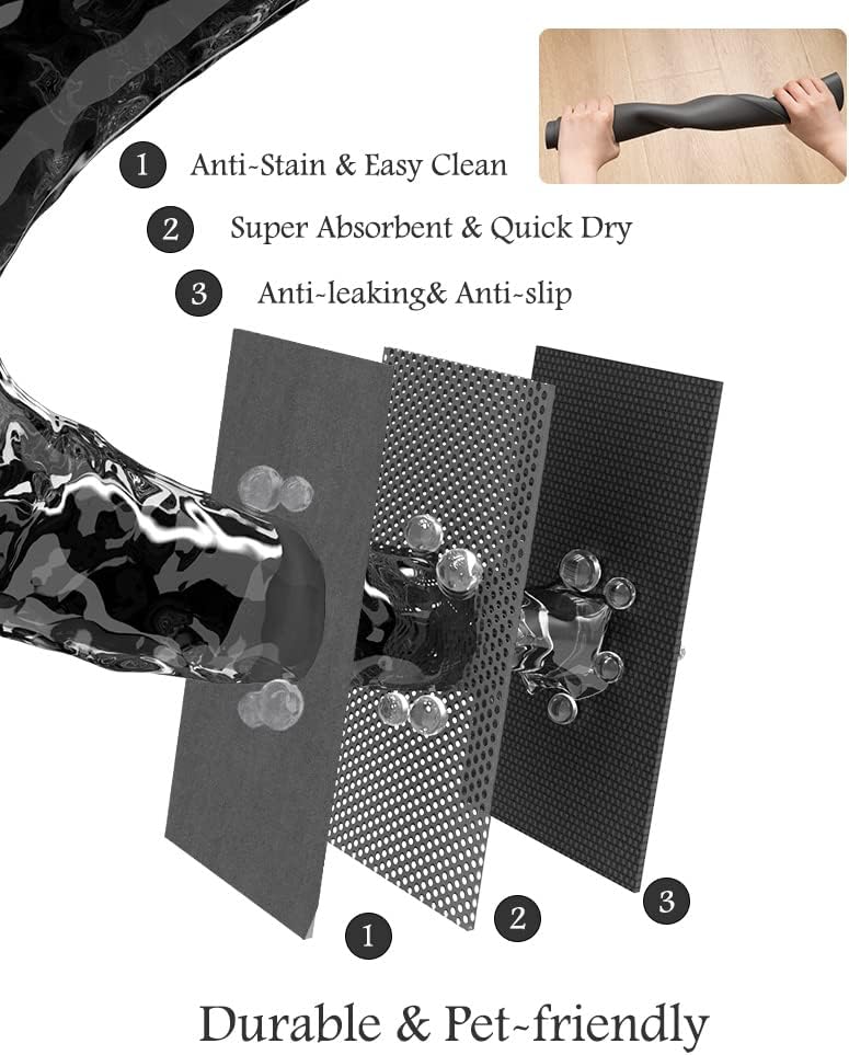 Pet Feeding Mat-Absorbent Dog Mat for Food and Water Bowl-No Stains Quick Dry Water Dispenser Mat-Dog Accessories Pet Supplies-Bowl for Messy Drinkers（Darkgrey,17"x34"