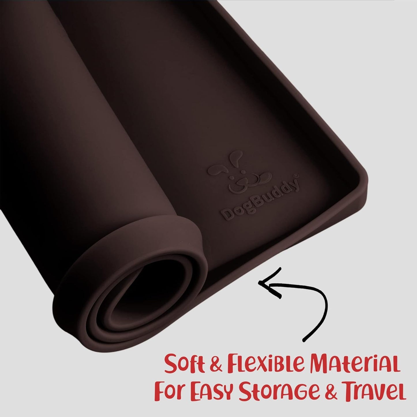 DogBuddy Dog Food Mat – Waterproof Dog Bowl Mat for Food and Water, Silicone Pet Feeding Mats for Floors, Non-Slip Placemat with High Edges for Dogs Bowls, Puppy Essentials (XS: 11" x 11", Coffee)