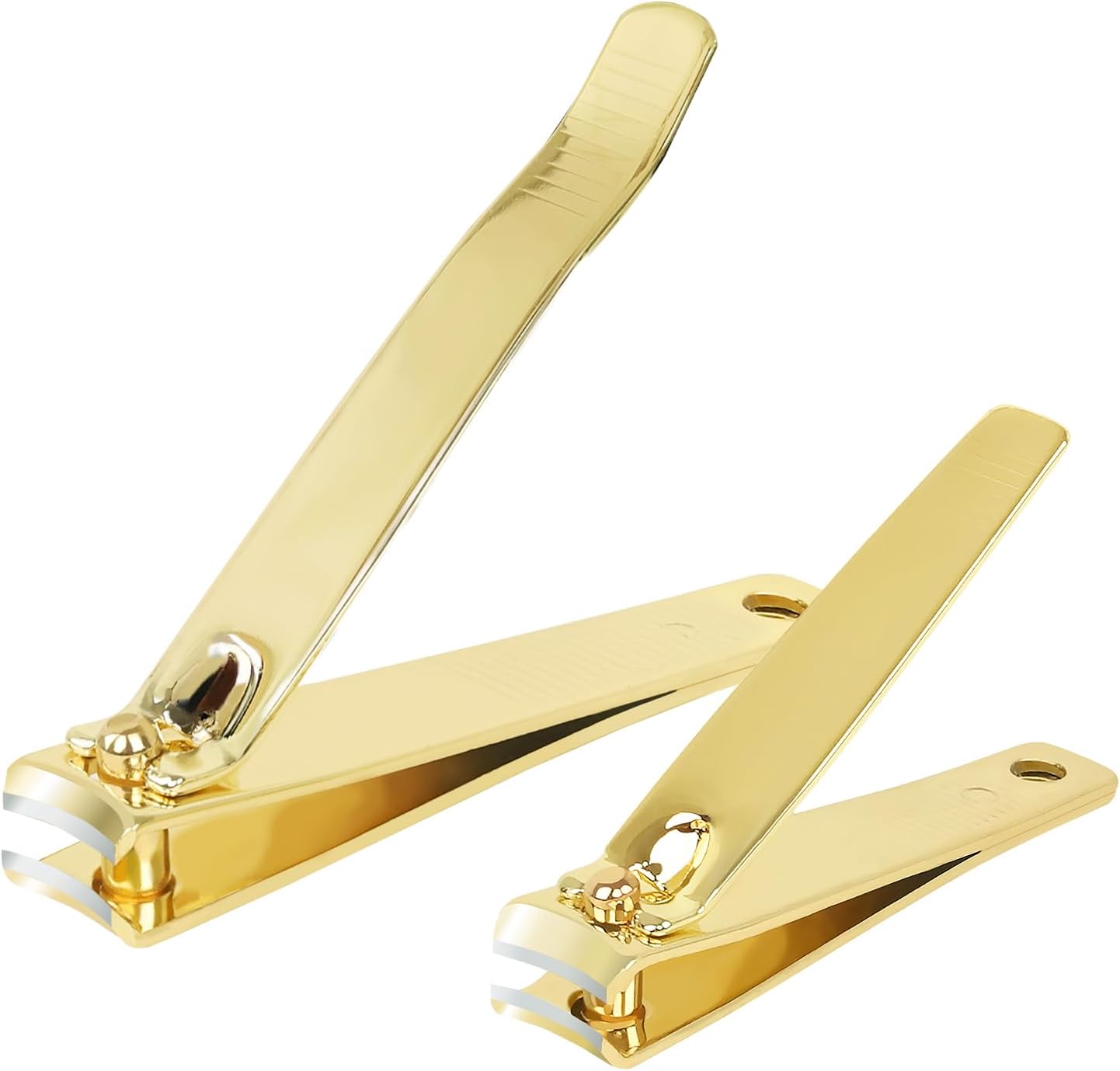 Rocutus 2pcs Portable Nail Scissors Set - Adult Pedicure Clippers and Small Household Foot Manicure Tools (Gold)