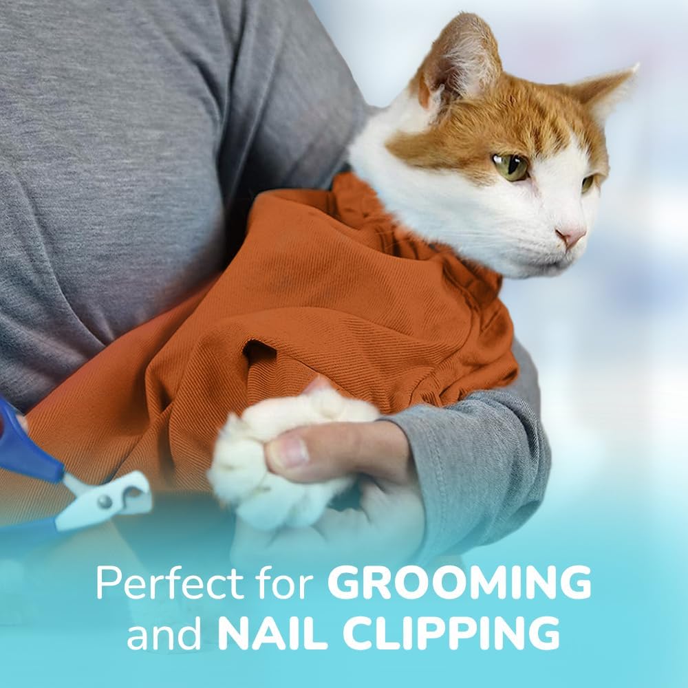 Cozy Comfort Carrier - Small Caramel Pet Carrier for Cat and Cat Restraint for Medication Administration, Nail Clipping, Travel, Vet Visits, and Dental Care