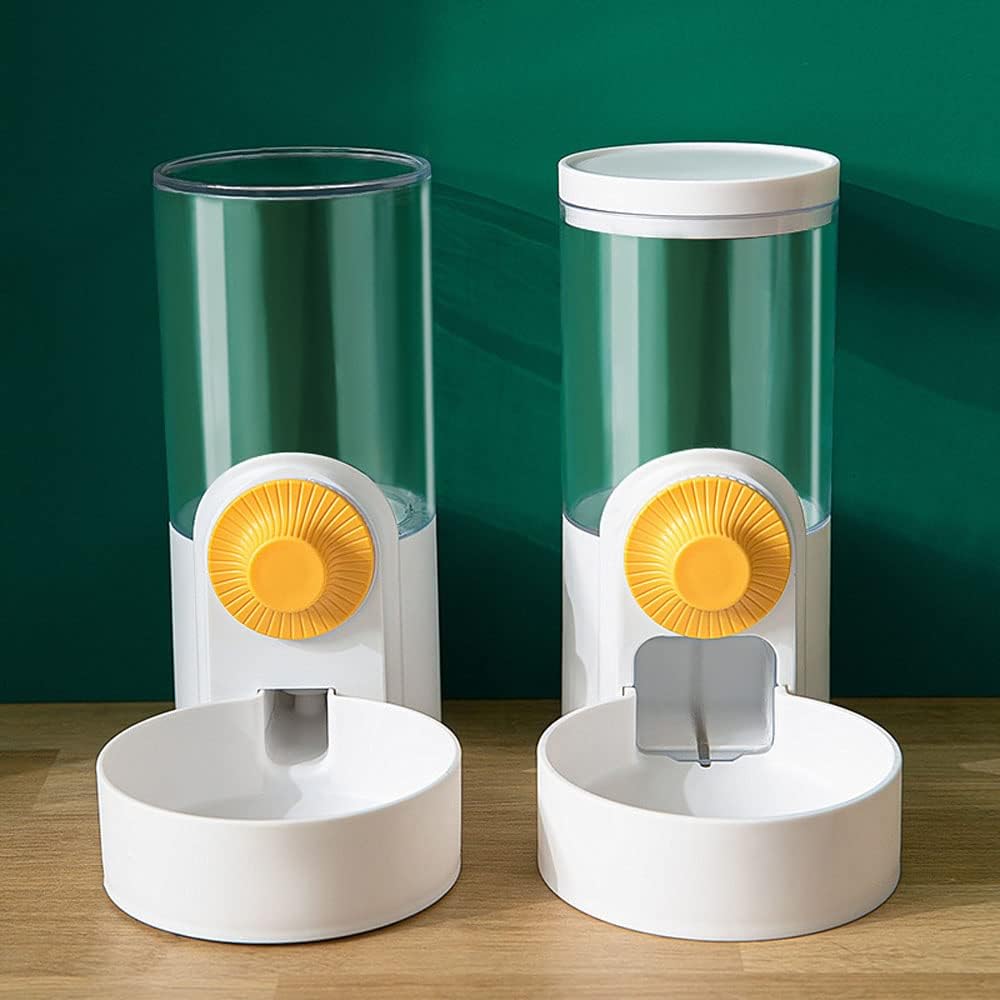 Pet Hanging Automatic Feeders Drinking Bowls 40oz, Auto Gravity Pet Feeding Water Set, Cage Pet Feeding Bowls Dispenser for Cats Dogs Puppy, Rabbit Hamsters Chinchilla Hedgehog (White-Food)