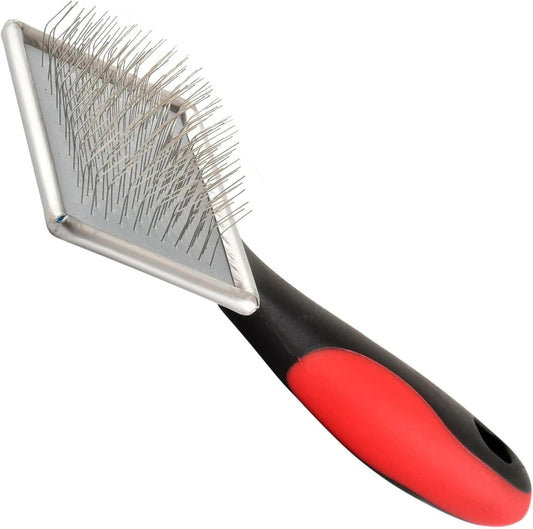 Jeffers Non-Slip Slicker Brush for Pets – Small Size, Soft Pins, Red & Black – Detangling Grooming Tool for Dogs & Cats with Short, Long, Thick & Curly Coats – Comfortable Grip Pet Comb