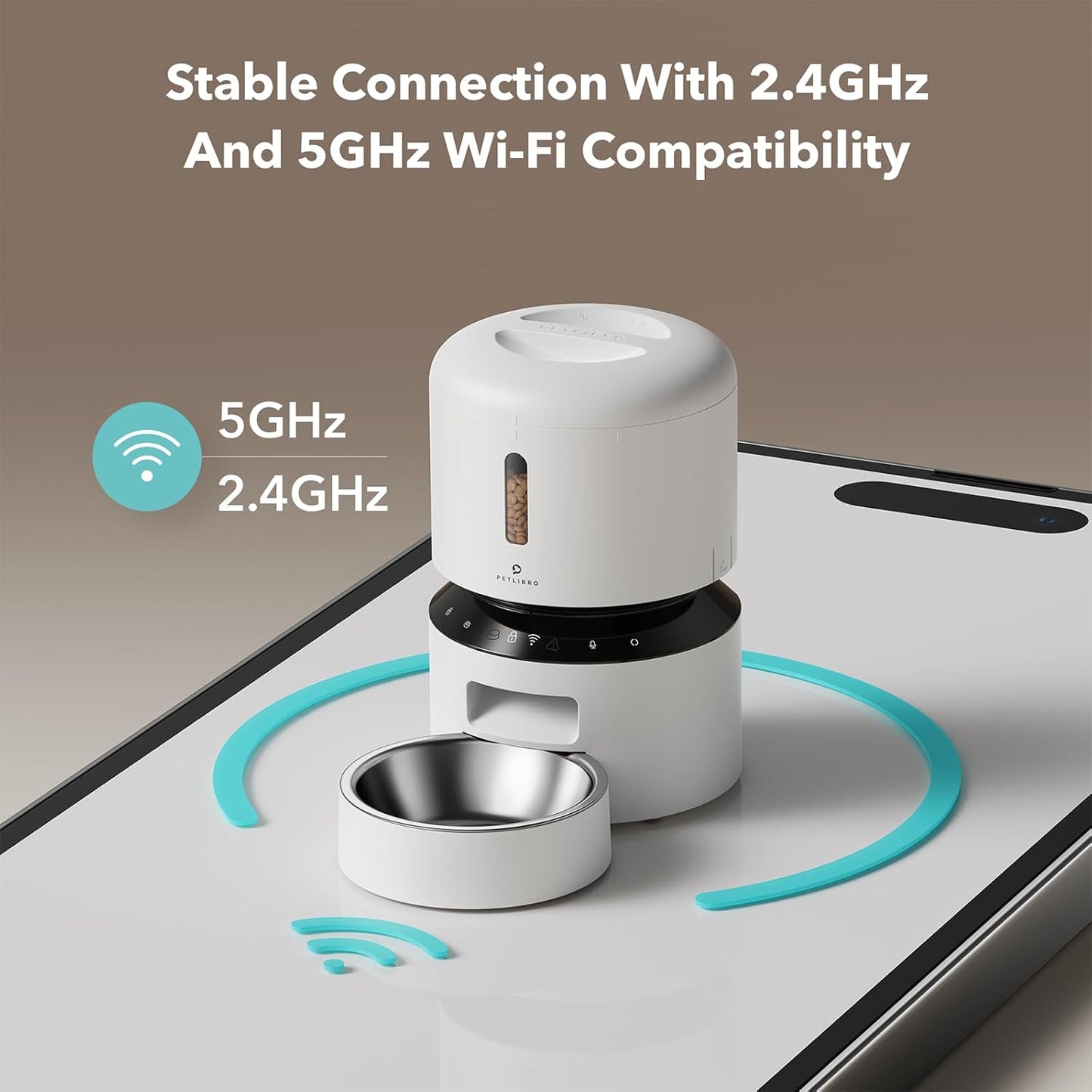 PETLIBRO Automatic Cat Feeder, 5G WiFi Automatic Pet Feeder with Freshness Preservation, 3L Timed Cat Feeders for Dry Food, Up to 48 Portions 10 Meals Per Day, Granary Pet Feeder for Cat/Dog, White