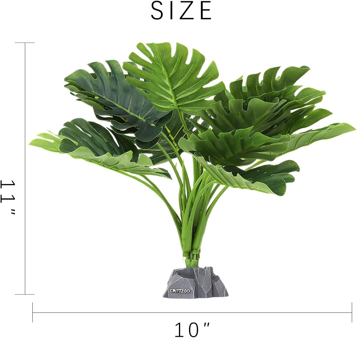 Reptile Fake Plants for Terrarium Decor, Snake Tank Accessories for Leopard Gecko Ball Python Bearded Dragon Crested Gecko Tortoise Frog Lizard Spider - Fake Monstera Plant