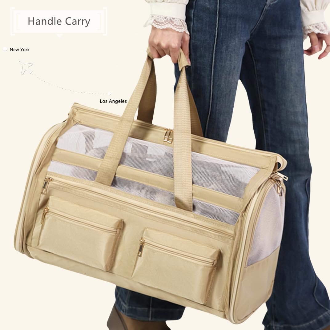 Cat Carrier Bag,Soft Sided Ventilated Pet Carrier for Small Dog Airline Approved Travel Puppy Carrier with Breathable Mesh, Foldable Portable for Outdoor Car