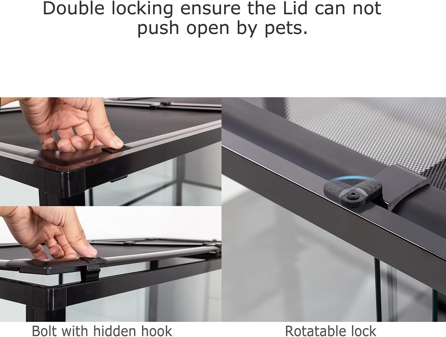 REPTI ZOO Large Reptile Terrarium, Vertical Reptile Tank, Wide & Tall Chameleon Cage with Top Screen Ventilation (36" W X 18" D X 36" H (Glass))