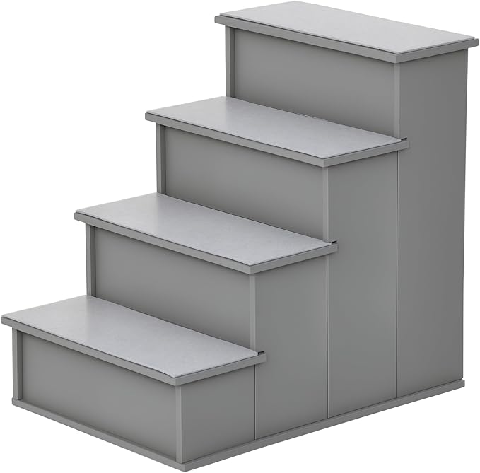 PawHut Pet Stairs, Small Pet Steps with Cushioned Removable Covering for Dogs and Cats Up to 22 Lbs., Grey
