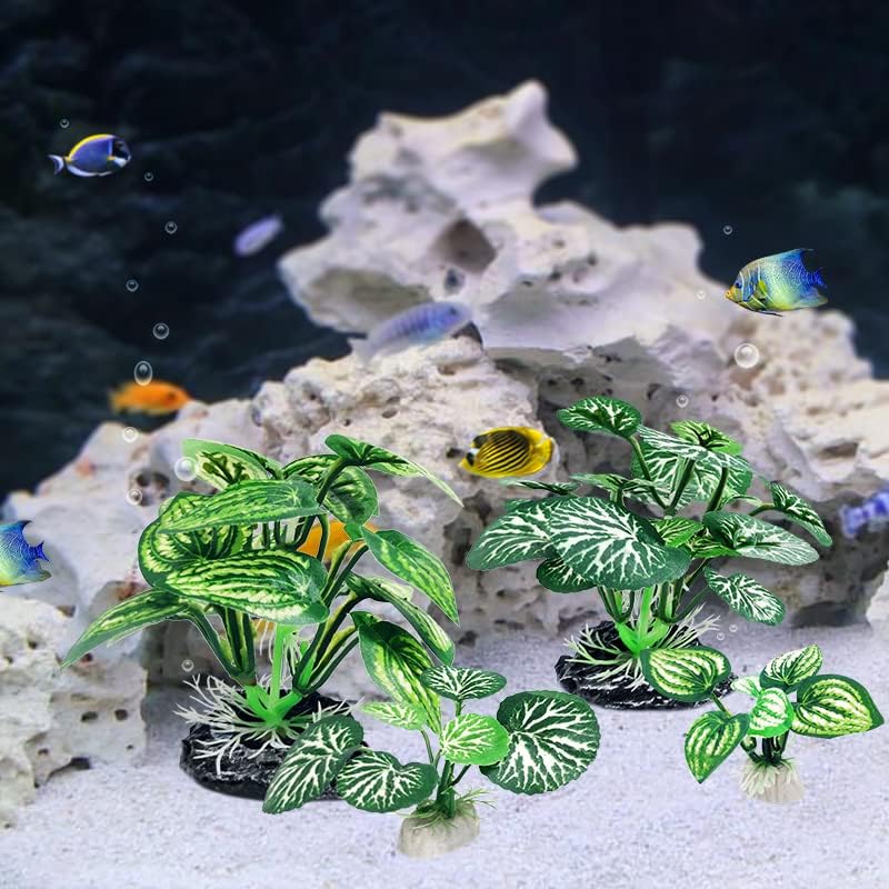 4PCS Aquarium Plants Betta Fish Tank Decorations Small Size Soft Faux Silk Aquarium for Hiding Fish Reptil