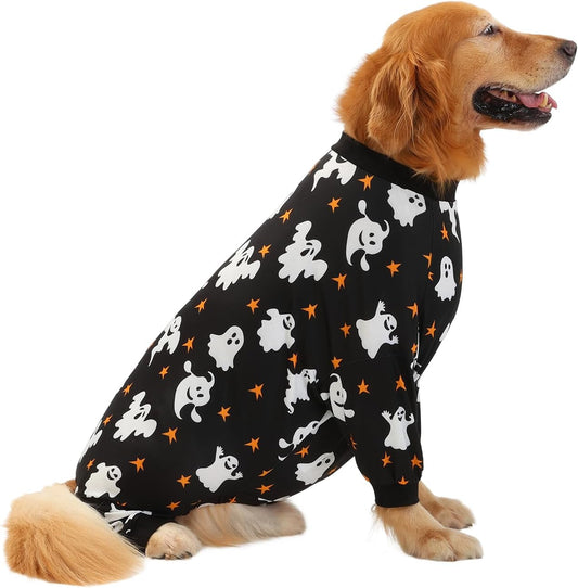 HDE Dog Pajamas One Piece Jumpsuit Lightweight Dog PJs Shirt for M-3XL Dogs Ghostly Stars - 3XL