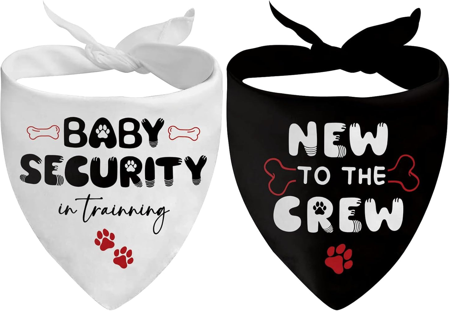 Dog Bandana 2 Pcs, Baby Pet Scarf Gifts for Dog Girl Boy, Black and White Triangle Puppy Scarf Kerchief Bandana for Small Medium Pet Dogs On Birthday, Paw Print Gifts for Dogs Lovers