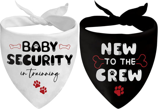 Dog Bandana 2 Pcs, Baby Pet Scarf Gifts for Dog Girl Boy, Black and White Triangle Puppy Scarf Kerchief Bandana for Small Medium Pet Dogs On Birthday, Paw Print Gifts for Dogs Lovers