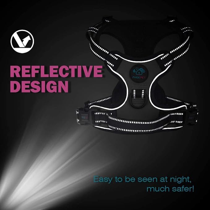 PHOEPET No Pull Dog Harnesses for Small Puppies Reflective Adjustable Front Clip Vest with 2 Metal Leash Attachment Hooks Soft Handle [Over The Head Design](S, Royal Blue)