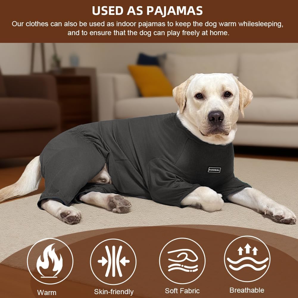 Dog Pyjamas PJS Sweater Clothes and Home Clothing Suitable for Small to Medium Breeds of Dogs, Dog Neutering Suits, Extra-Large Stretch Fabric, Four-Legged Clothes(Thin Dark Gray, L)