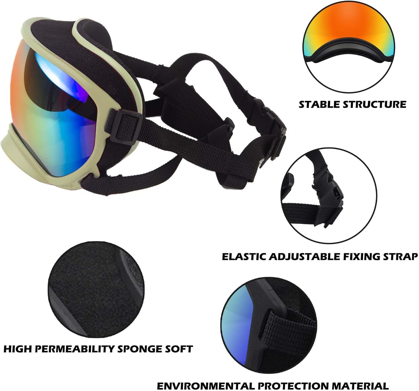 Medium Dog Sunglasses with Adjustable Strap UV Protection, Winproof Dog Puppy Sunglasses, Suitable for Medium Dog Pet Glasses, Dogs Eyes Protection,Soft Dog Goggles