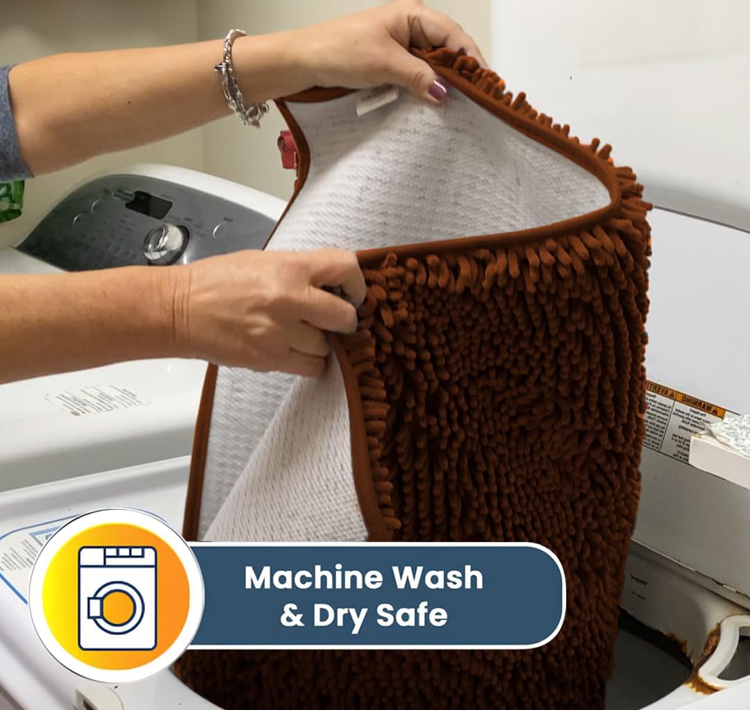 Muddy Mat® Shown on TV – Super Absorbent Door Mat Indoor, Microfiber Quick Dry Chenille Entryway Rug, Non-Slip Front Door Mat, Indoor Mats for Entryway, Machine Washable Pet Rug, Orange 24"x36"