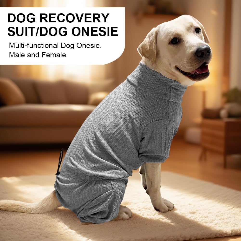 Dog Pyjamas PJS Sweater Clothing and Loungewear Suitable for Medium to Large Breeds of Dogs, Neutering Suits, Extra-Large Stretch Fabric, Four-Legged Dogs Clothes Pyjamas(Sweater Gray, 3XL)