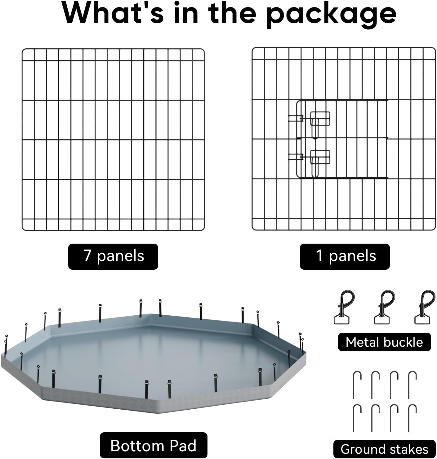 PJYuCien Dog Playpen, 8 Panels 30’’H Dog Pens Indoor with Bottom Pad, Metal Foldable Pet Puppy Exercise Fence Crate Kennel, Better for Small Animals,Grey