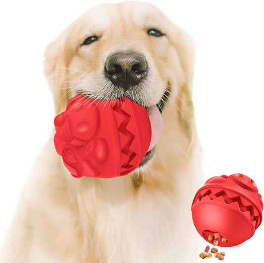 Rubber Treat Dispensing Dog Toys, Indestructible Dog Ball for Aggressive Chewers, Interactive Treat Toy for Boredom to Keep Them Busy, Large Aggressive Chew Dispensing Ball