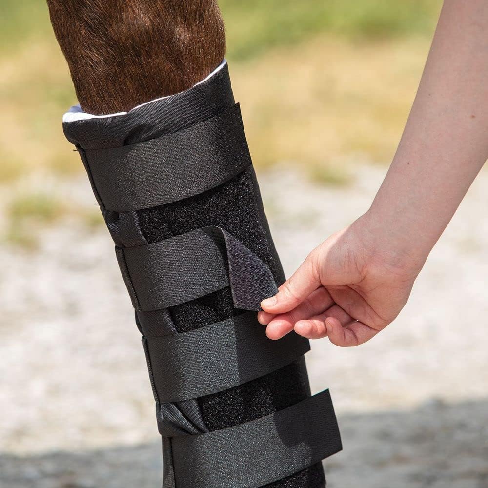 Dura-Tech Quick Wrap No Bow Leg Wraps for Horses | Size 14" | Color Black | Exceptional Leg Coverage | Versatile Use | Secure and Easy Application | Sold in Pairs