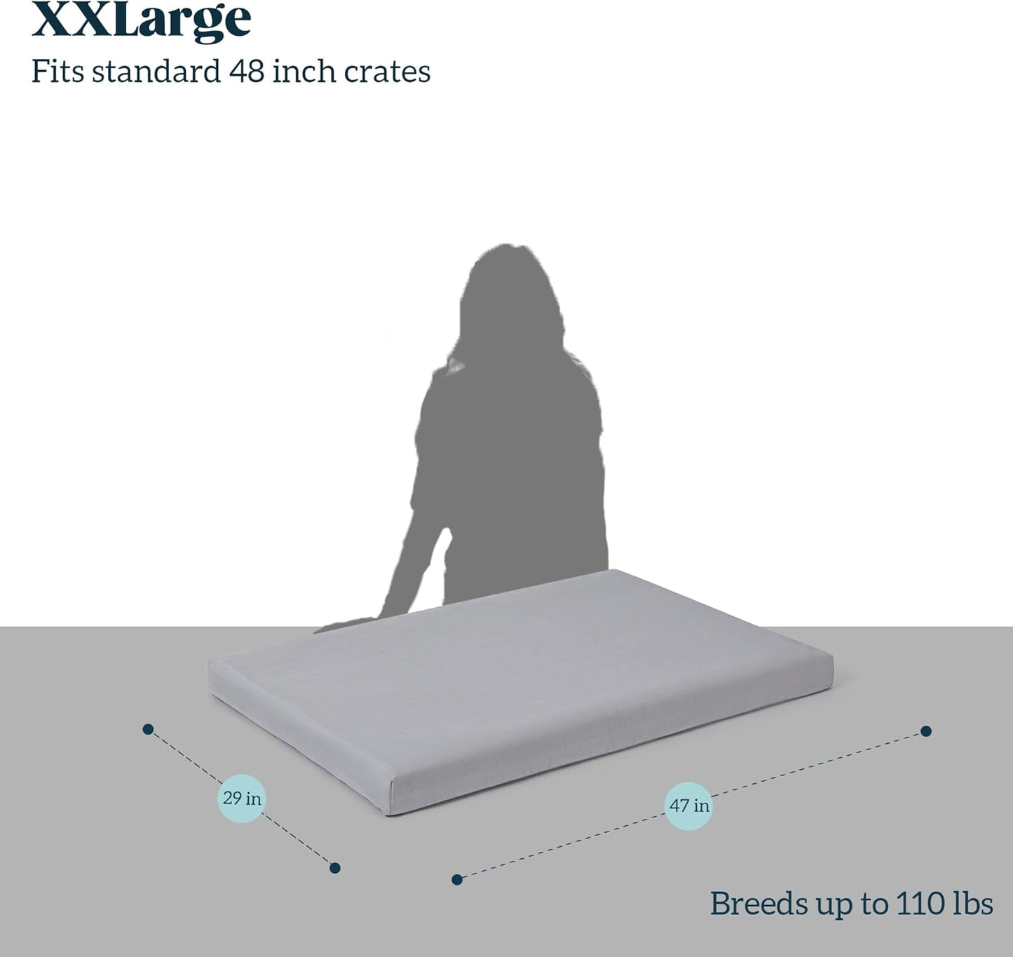 Cybarmour Indestructible Dog Bed - Outdoor Waterproof Chew Proof Dog Crate Pad - Orthopedic Kennel Mat for Aggressive Chewers - Extra Large Breeds & Fits 48-Inch Crate - 47"x29", Limestone