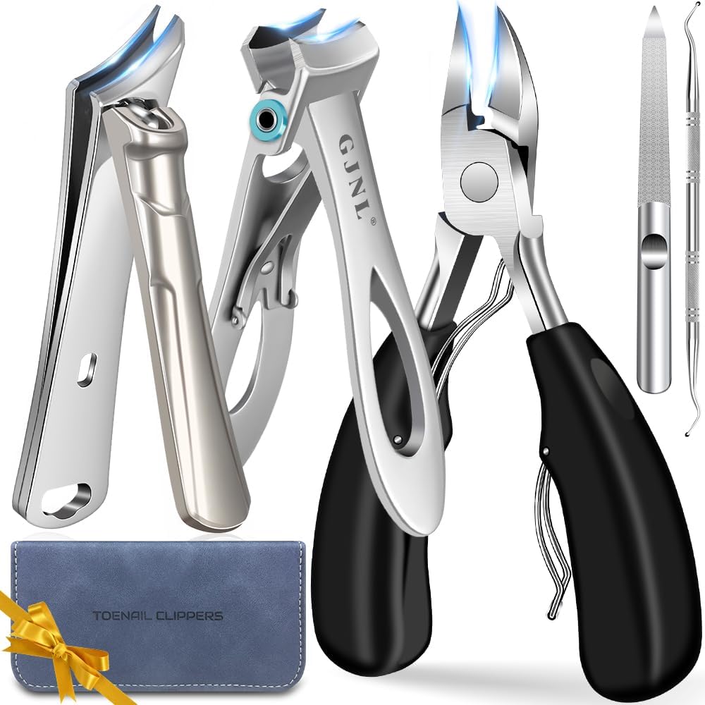 Toenail Clippers for Ingrown Thick Toenails, 16mm/37mm Wide Opening Heavy Duty Toe Nail Clippers for Men Thick Nails with Long Handle, 45 Degrees Very Sharp Slanted Curved Blade Toenail Clippers