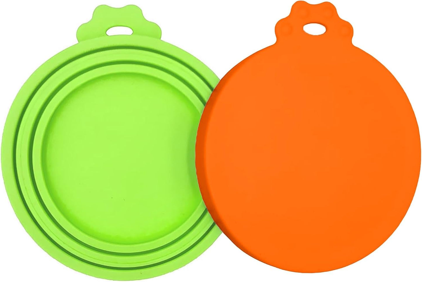2 Pack Pet Food Can Covers, Silicone Universal Can Lids for Dog & Cat Food, BPA Free, One Fit Most Standard Size Can Lids Top Orange/Green