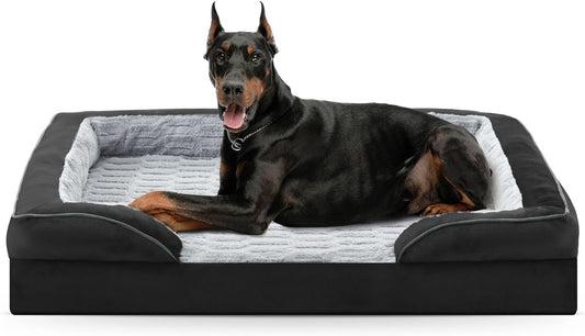 FURTIME Orthopedic Dog Bed for Extra Large Dogs - XL Plus Waterproof Dog Sofa Beds, Supportive Foam Pet Couch Bed with Removable Washable Cover, Waterproof Lining and Nonskid Bottom, Black